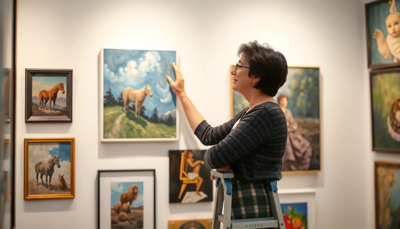how do galleries hang paintings arcahexchibto